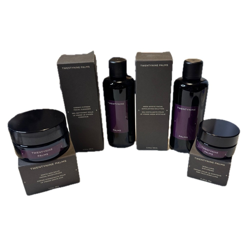 4 pc‎ TwentyNine Palms Facial Skincare Cleanser Exfoliator Eye Cream Moisturizer